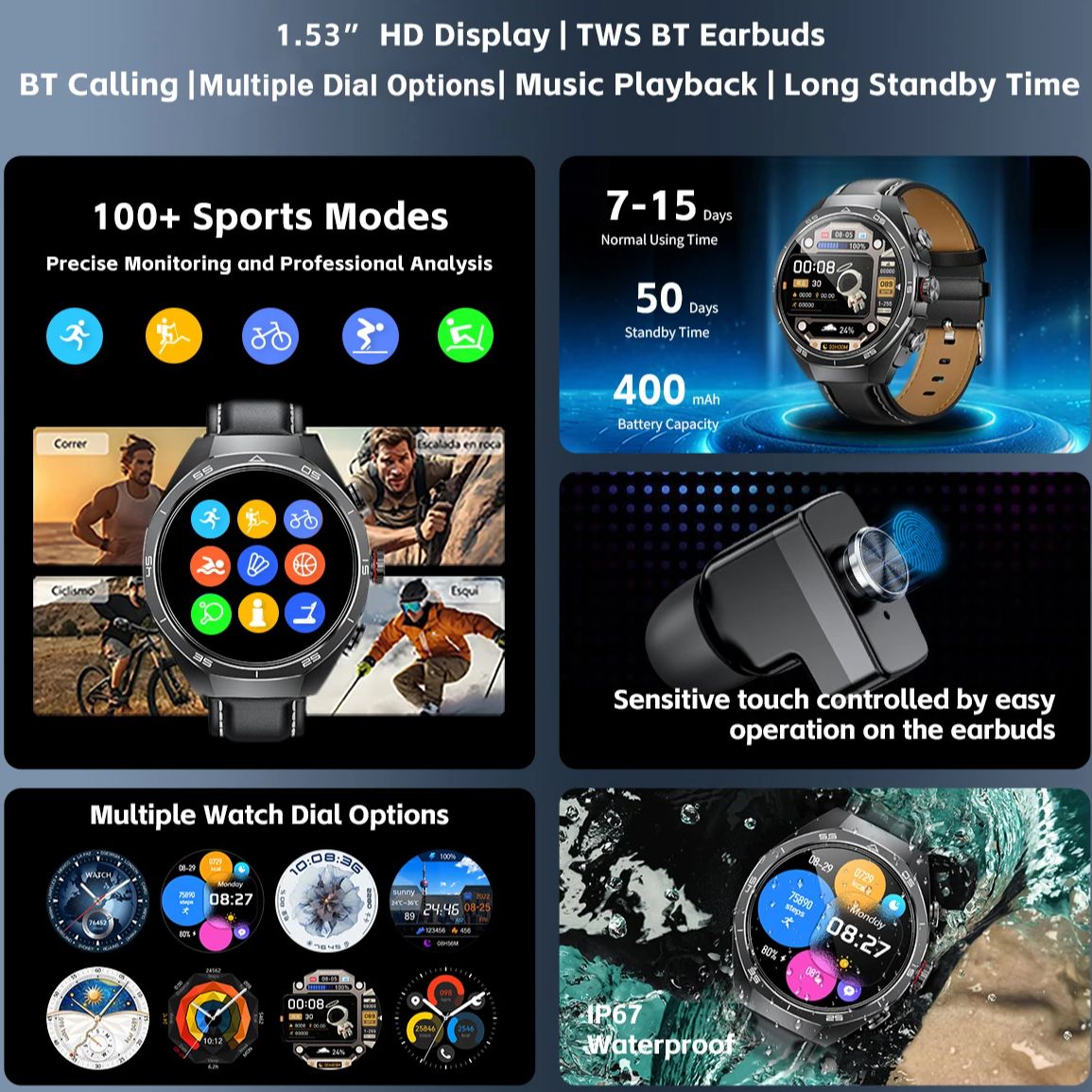 Jam Tangan Pintar NFC Headset  - Sports Earphone Hook ulasan dan harga